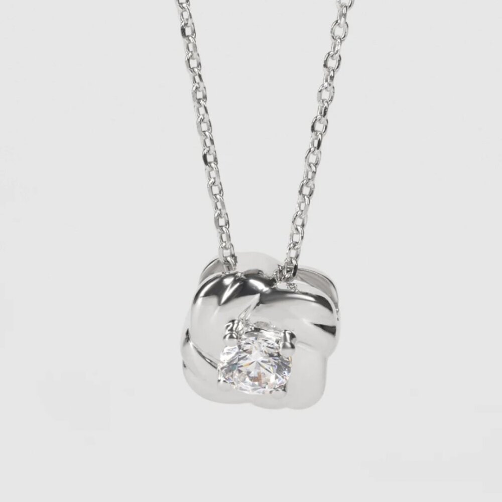 Love Me Knot Necklace Sterling Silver Nexus Diamond Alternative